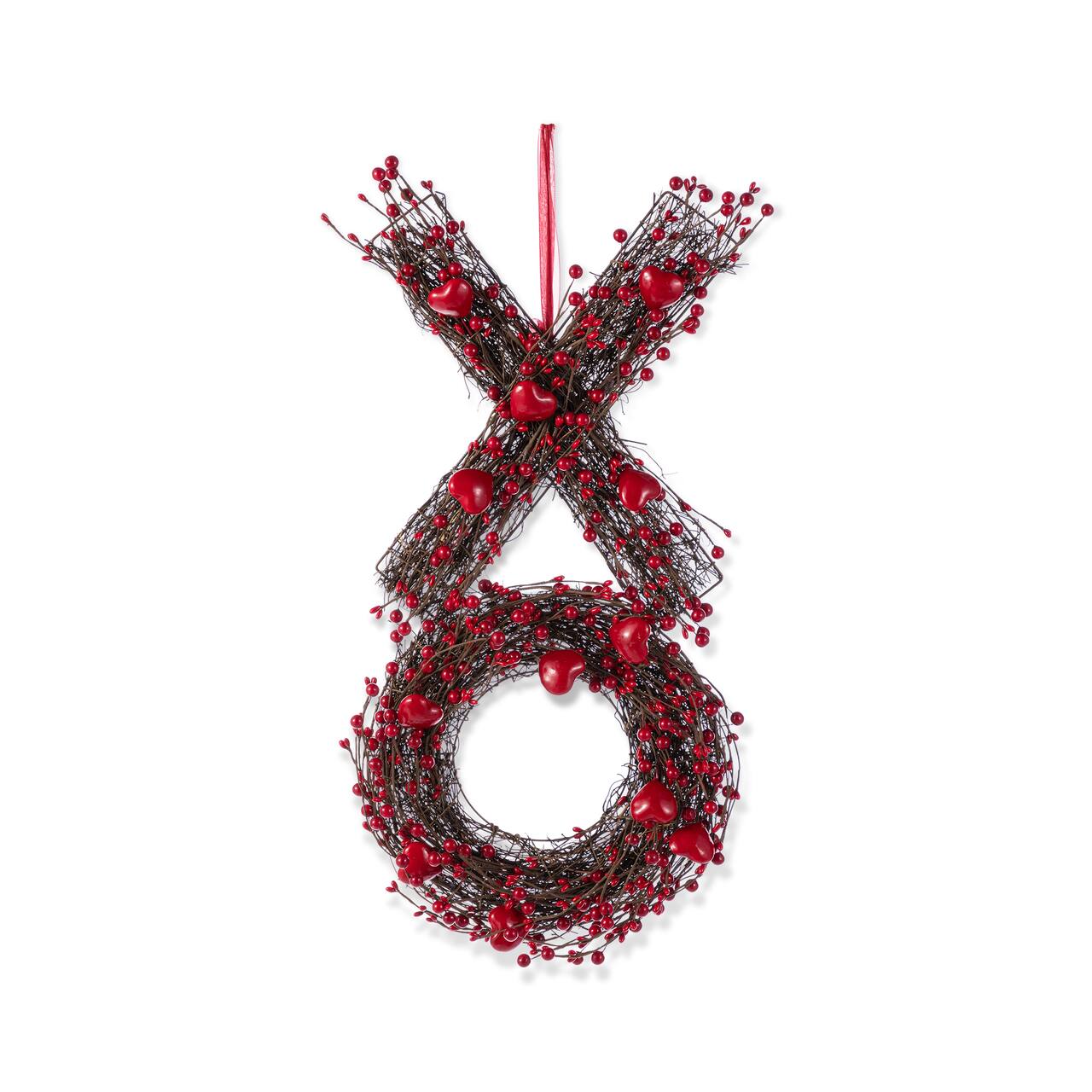 Glitzhome® 24" Red Valentine's XO Shaped Wreath